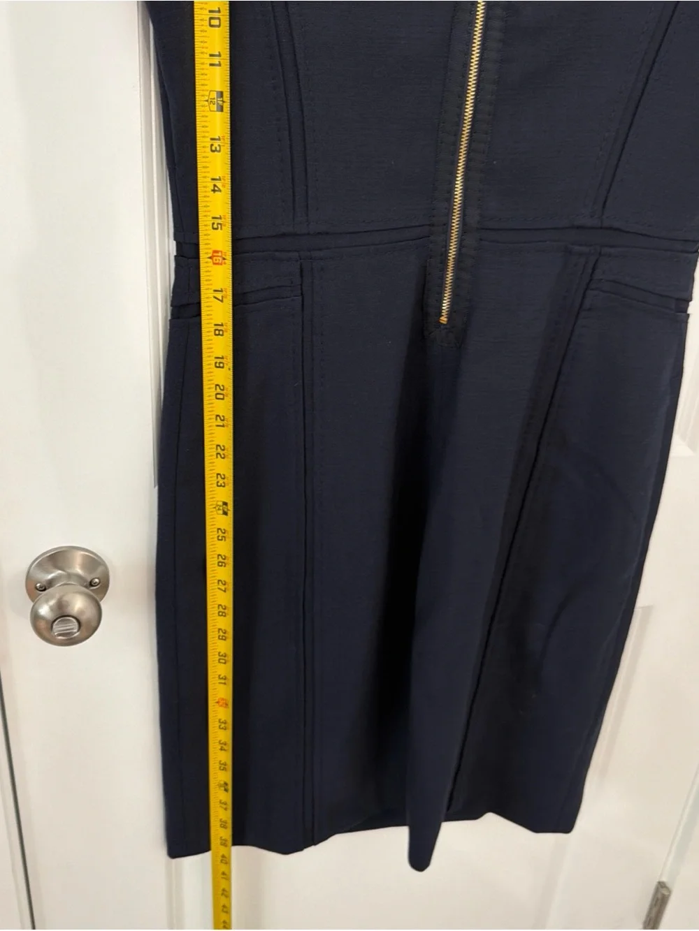 Tory Burch Evelina Navy Blue Stretch Wool Blend Sheath Dress Size 10 New Classy